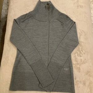 Kuhl Grey M Full Zip Sweater 80% Wool Alpine Cabin Cottagecore Scandi Coastal